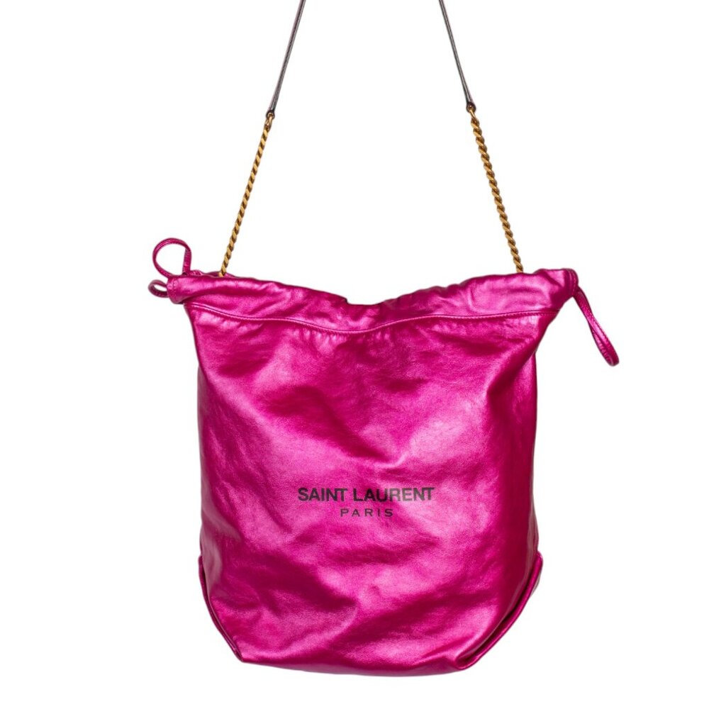 SAINT LAURENT METALLIC PINK BUCKET BAG